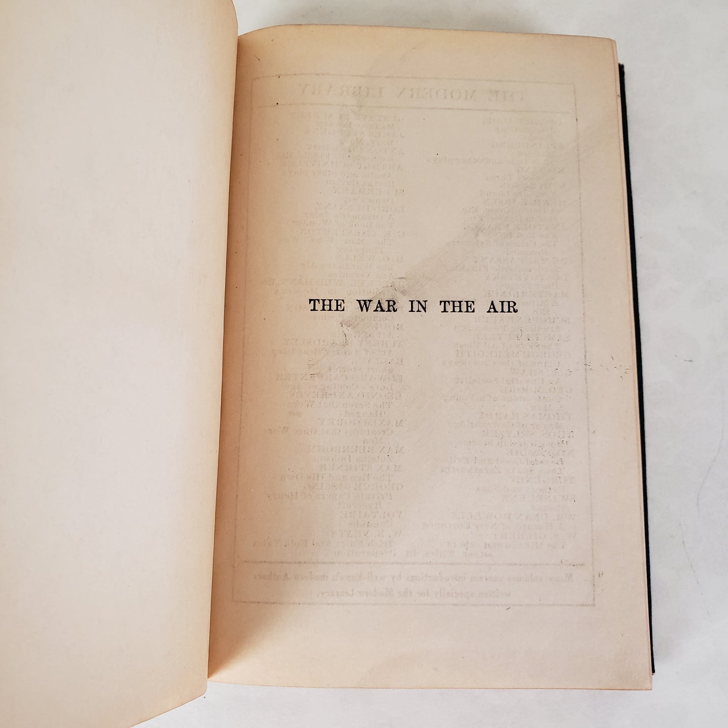 The War In the Air - 1918 Modern Library Boni & Liveright Flexibound Leatherette