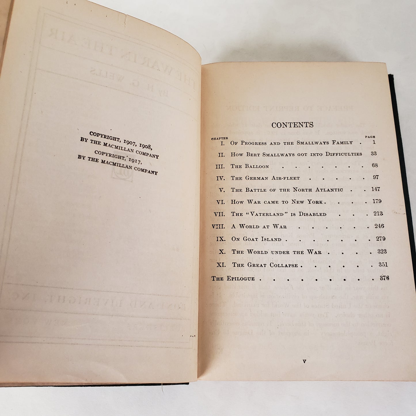 The War In the Air - 1918 Modern Library Boni & Liveright Flexibound Leatherette