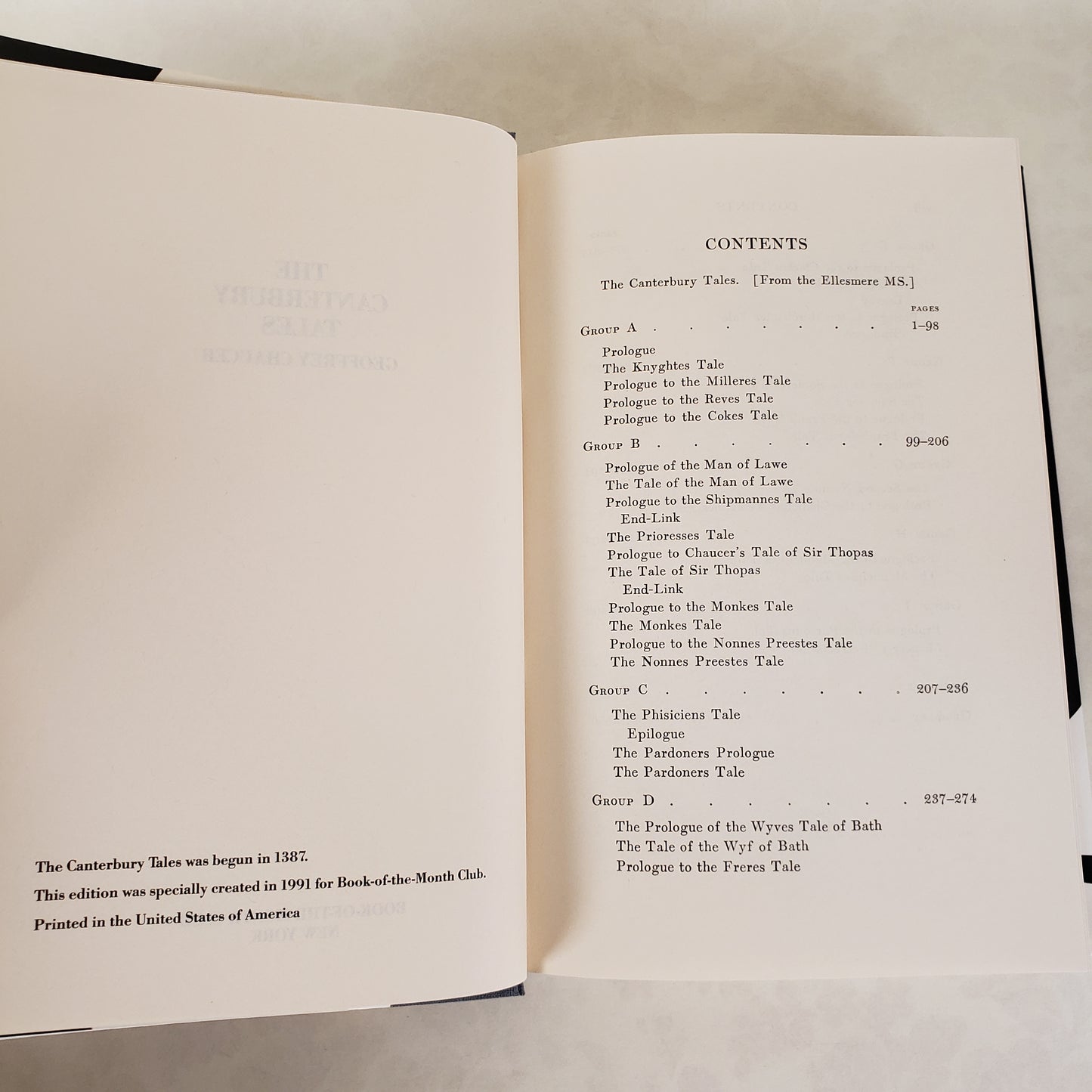 The Canterbury Tales - 1991 BOMC Hardcover