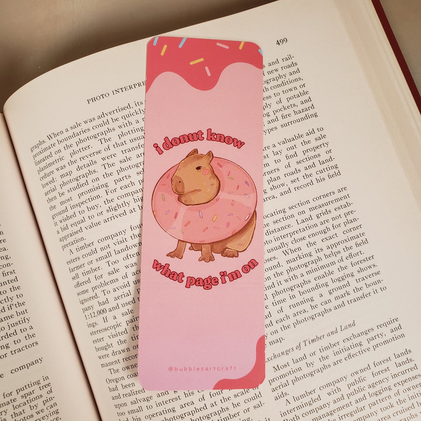 "I Donut Know What Page I'm On" Funny Donut Capybara Bookmark