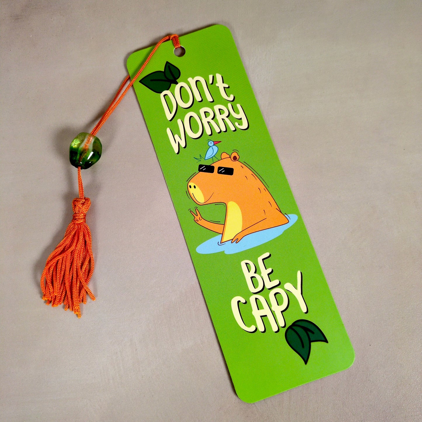 "Don't Worry Be Capy" Capybara Beaded Bookmark