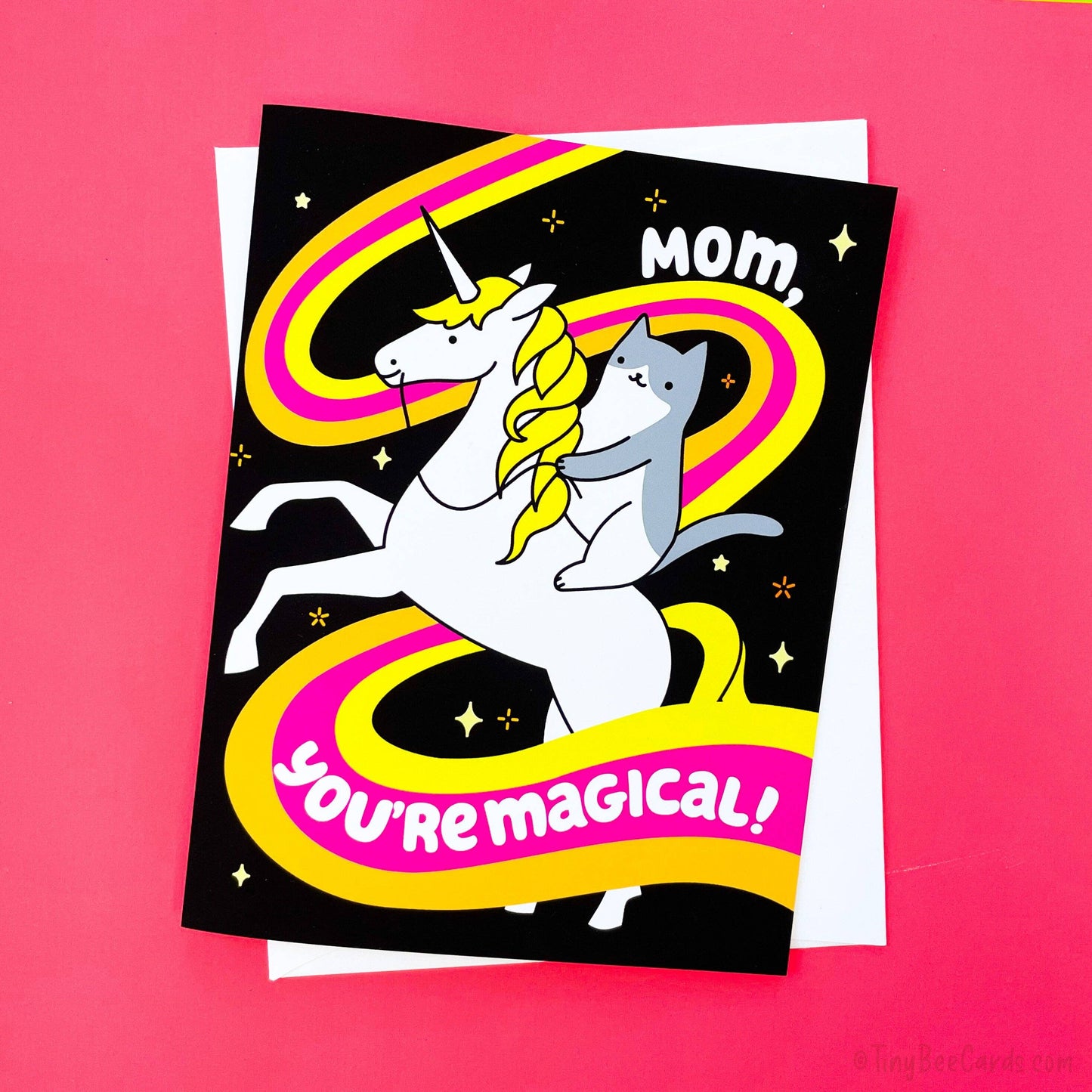 "Mom, You're Magical" Mother's Day Cat Riding Unicorn Card