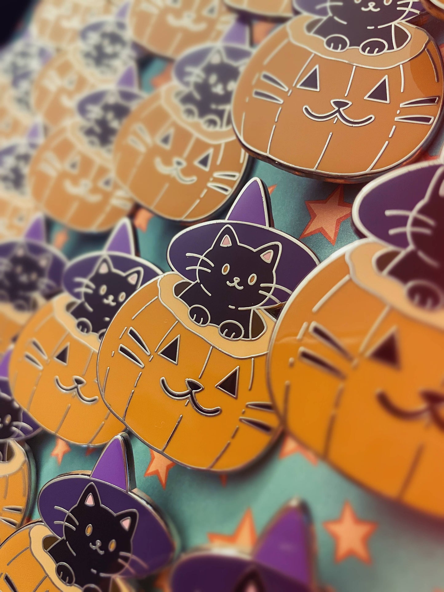 Witch Cat and Pumpkin Enamel Pin
