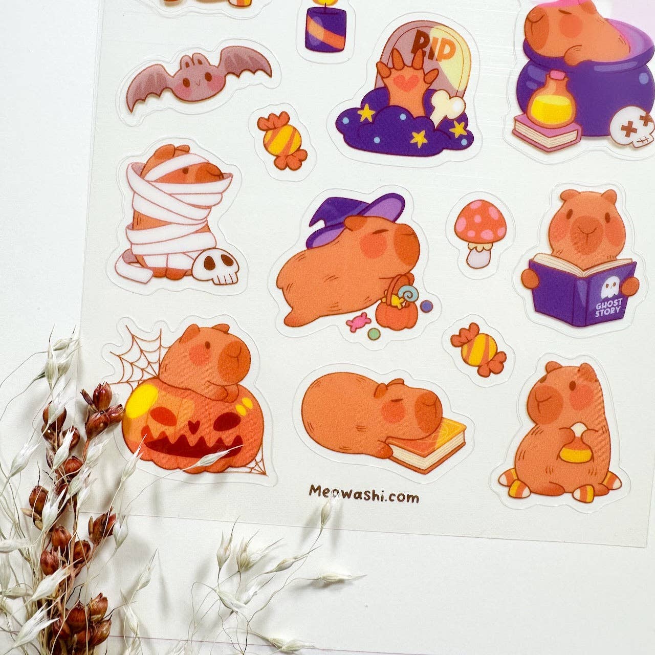 Halloween Capybara Clear Sticker Sheet
