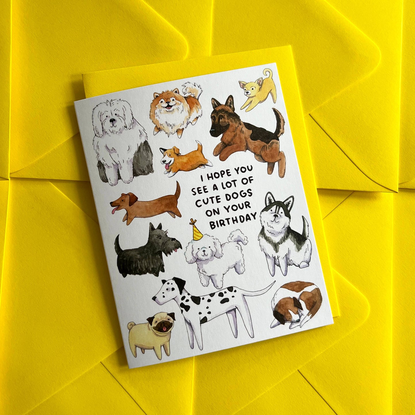 "Hope You See A Lot Of Cute Dogs" Birthday Card