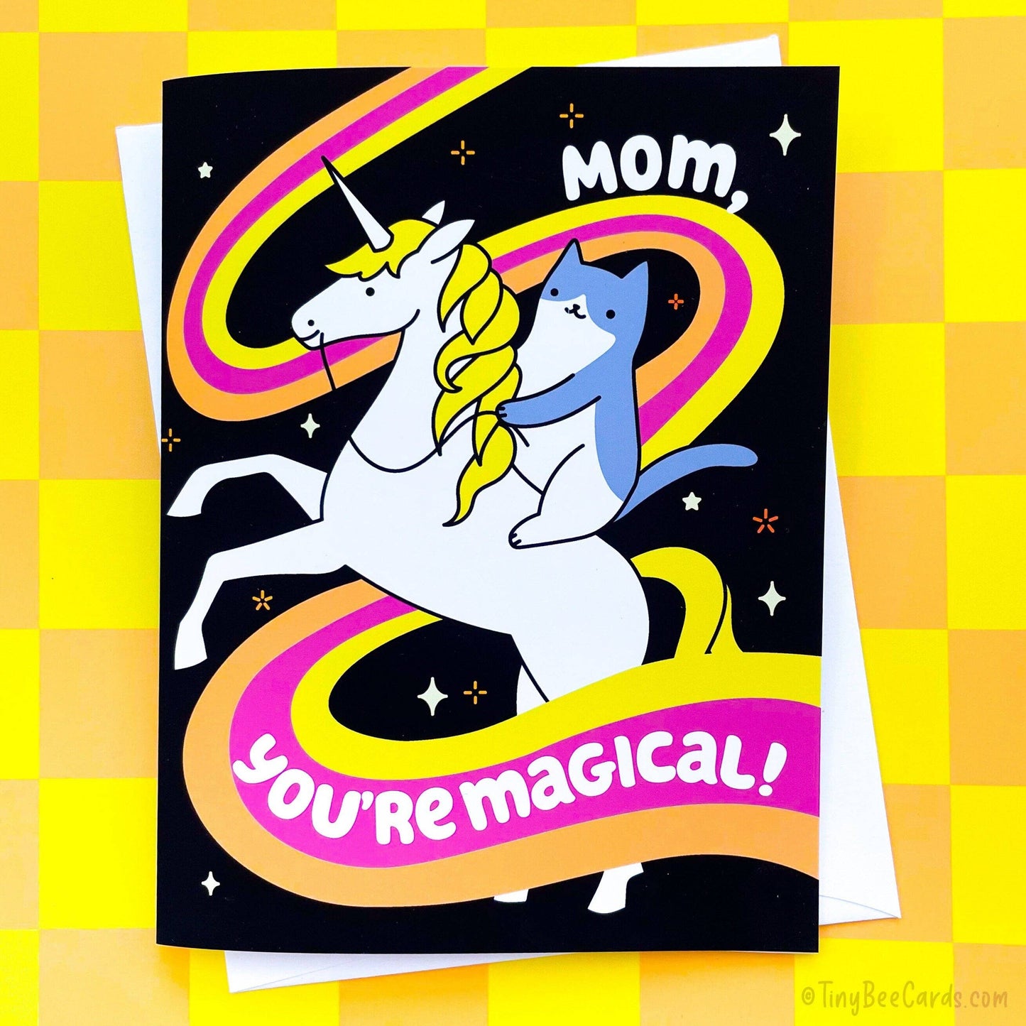 "Mom, You're Magical" Mother's Day Cat Riding Unicorn Card