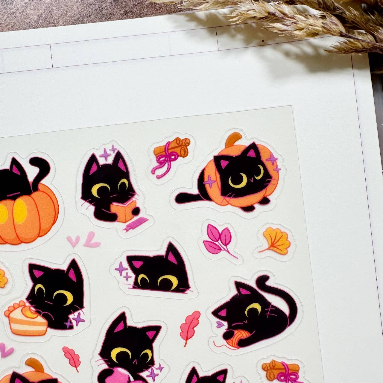 Black Cat and Pumpkin Clear Sticker Sheet