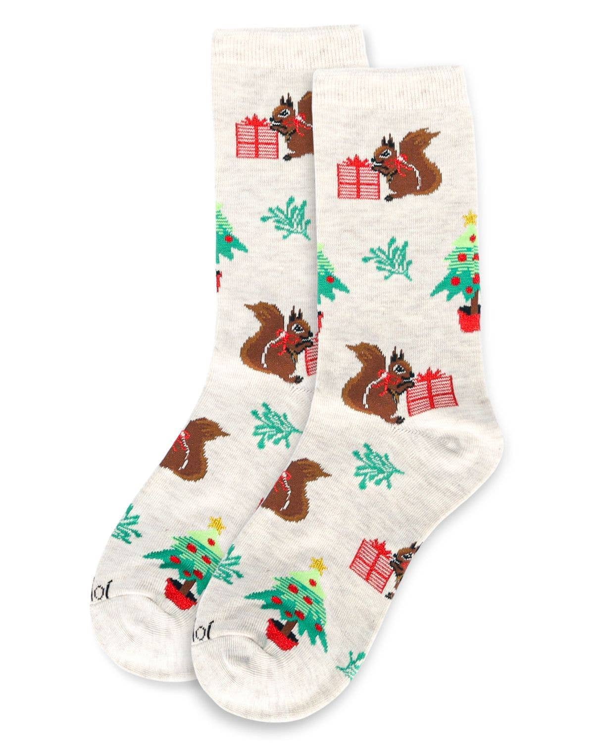 Festive Squirrels Holiday Crew Socks
