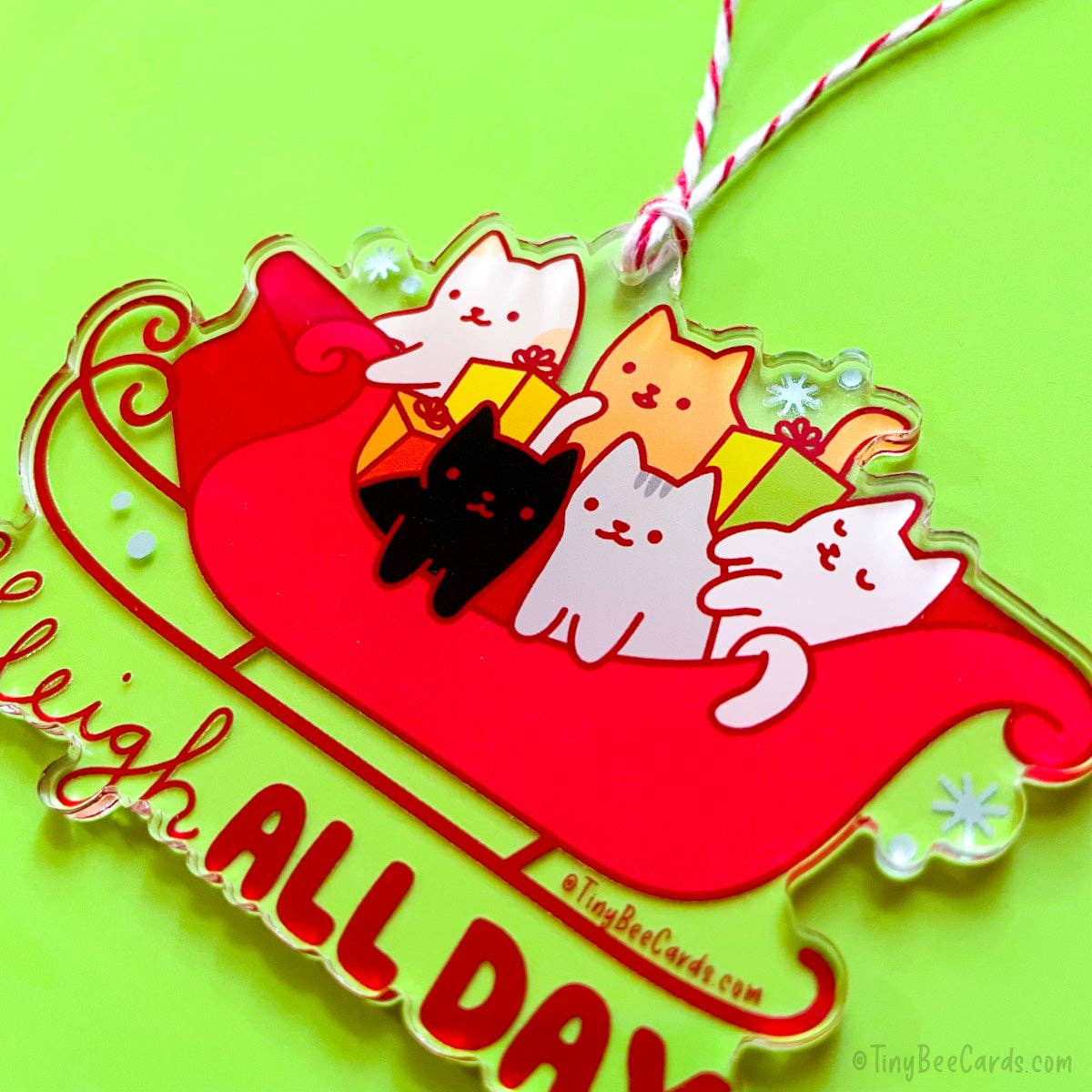 "Sleigh All Day" Cats Christmas Ornament