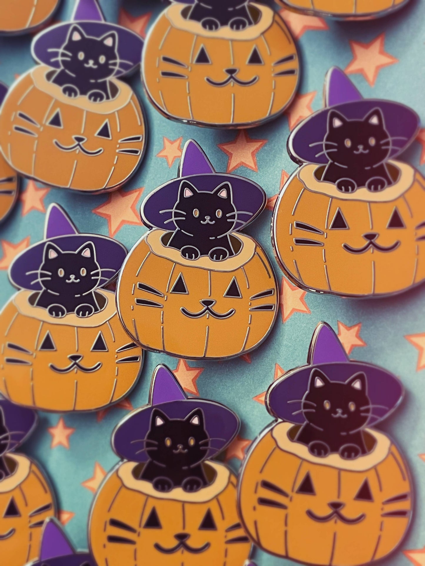 Witch Cat and Pumpkin Enamel Pin
