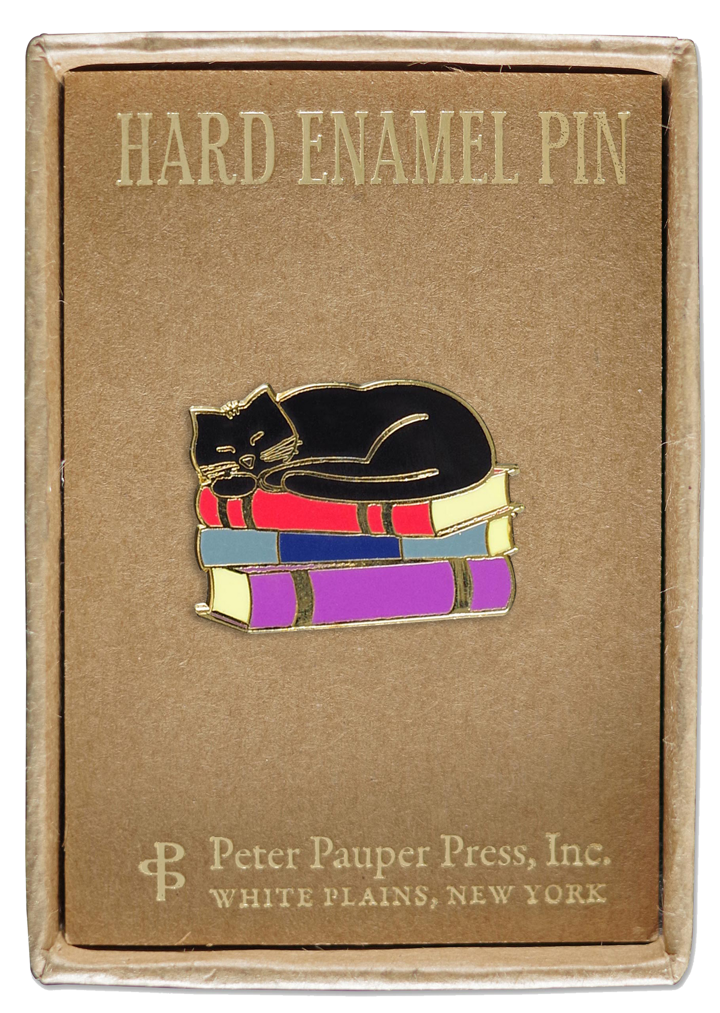 Cat with Books Enamel Pin