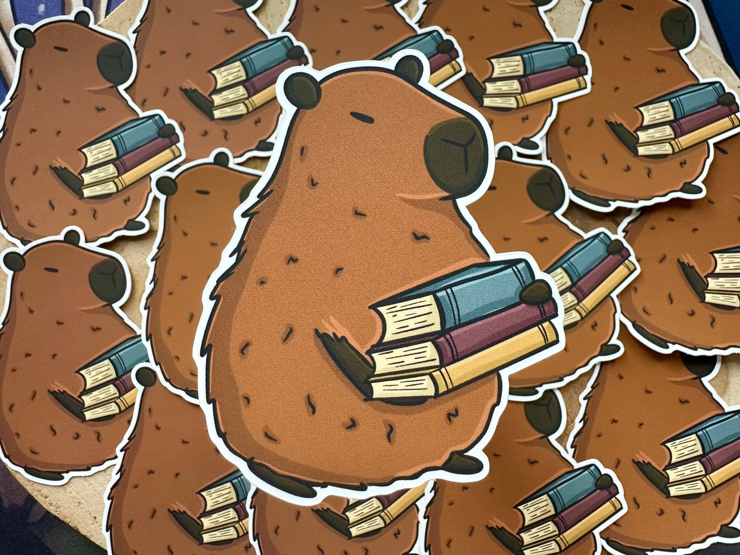 Capybara and Books Sticker