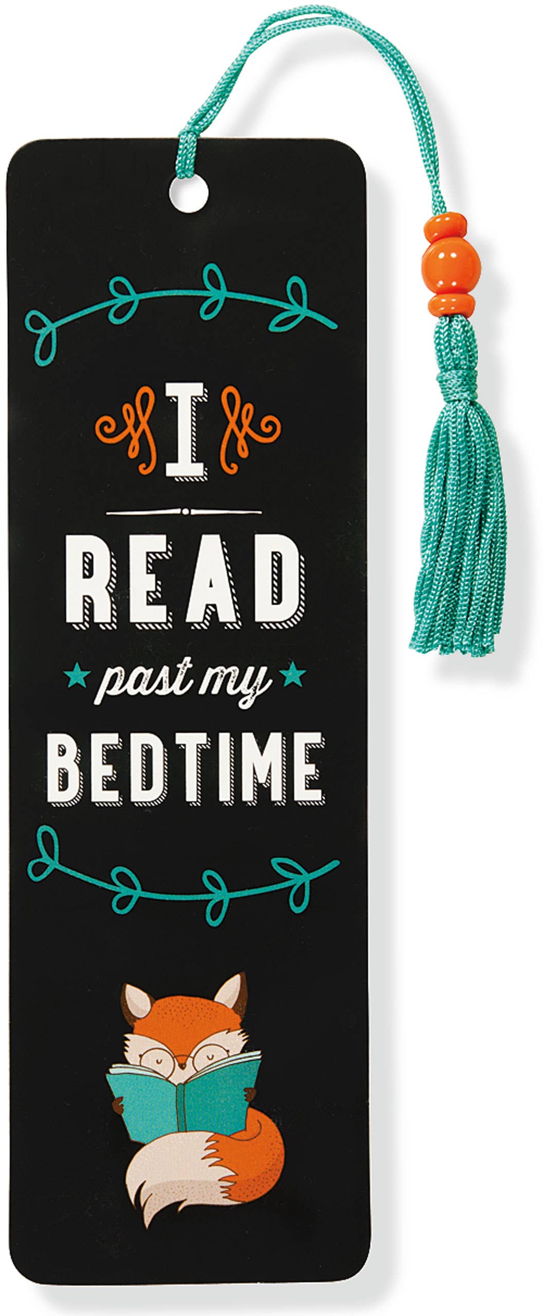 "I Read Past My Bedtime" - Cute Fox Beaded Bookmark