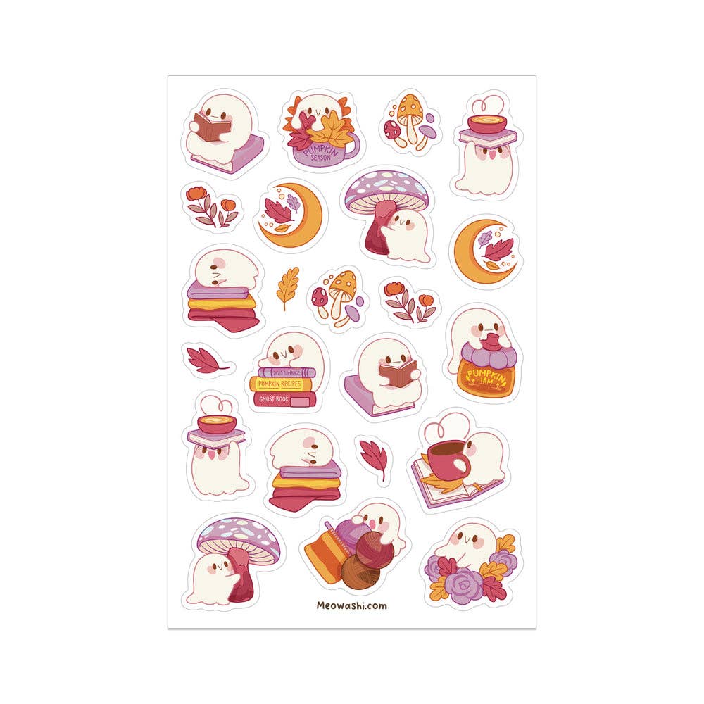 Bookworm Ghost Clear Sticker Sheet