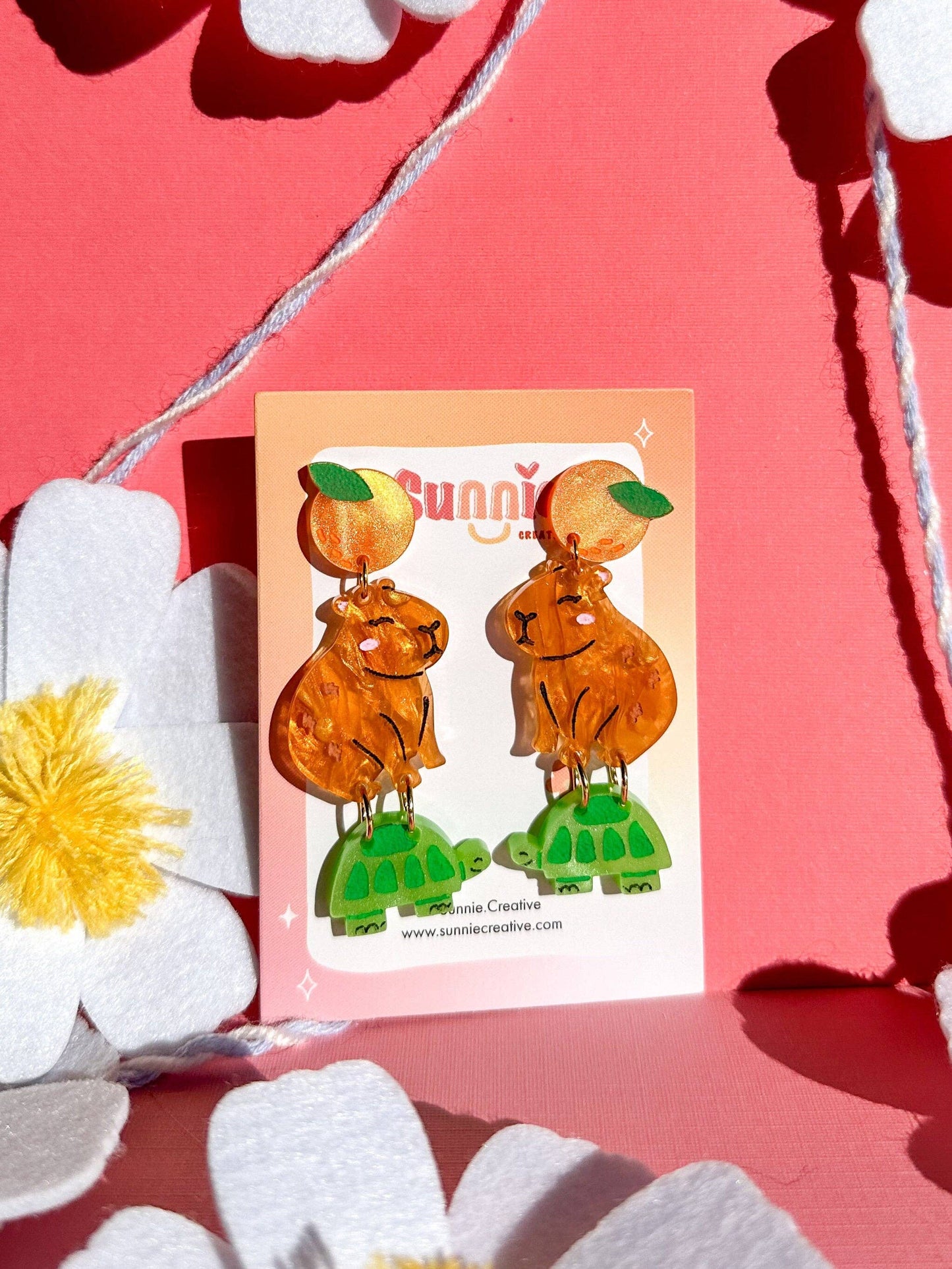 Cappy the Capybara Handmade Acrylic Earrings