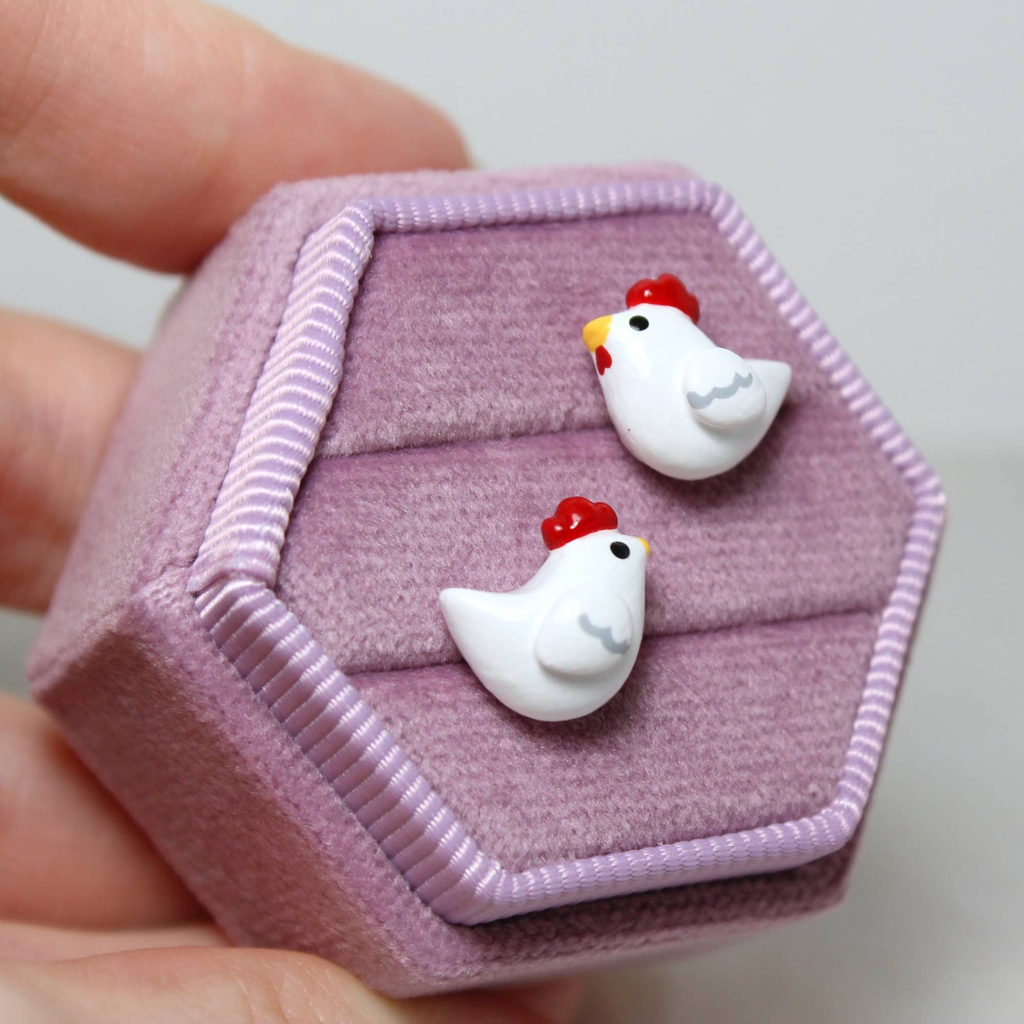 Hand-Sculpted Chicken Stud Earrings