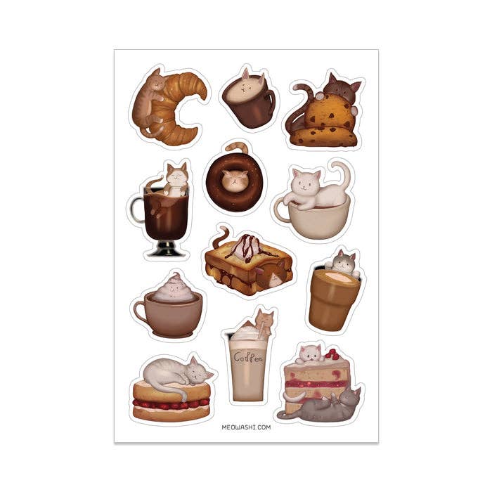 Cat Cafe Washi Sticker Sheet