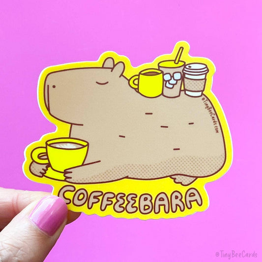 "Coffeebara" Capybara & Coffee Vinyl Sticker
