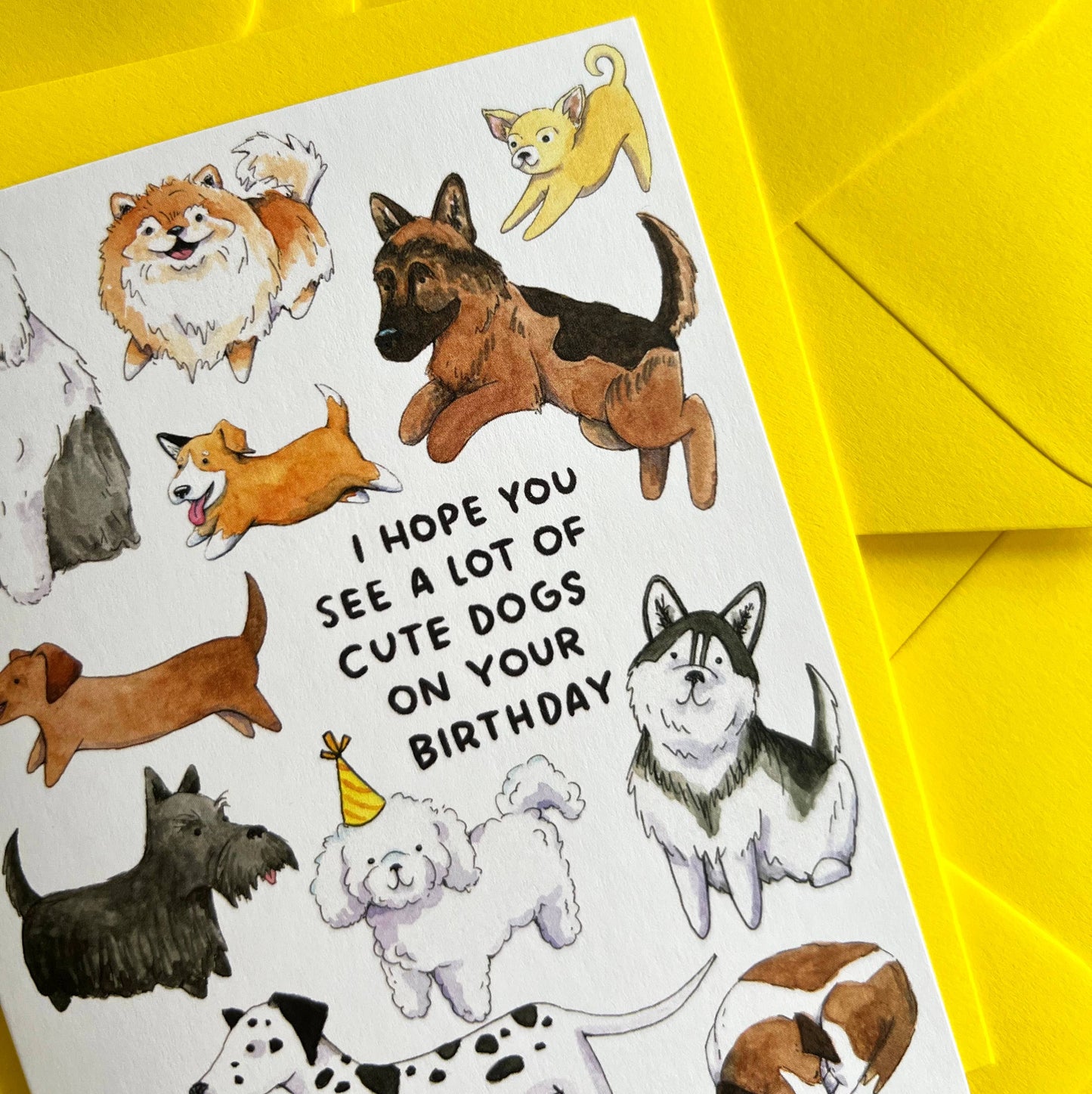 "Hope You See A Lot Of Cute Dogs" Birthday Card