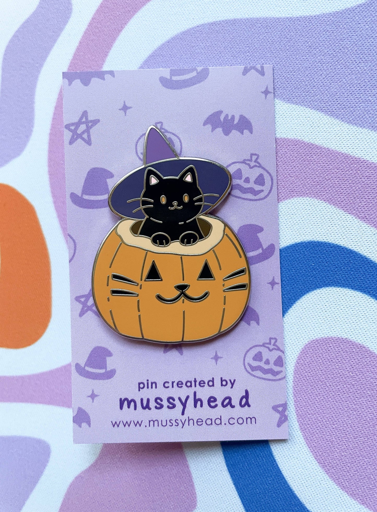 Witch Cat and Pumpkin Enamel Pin