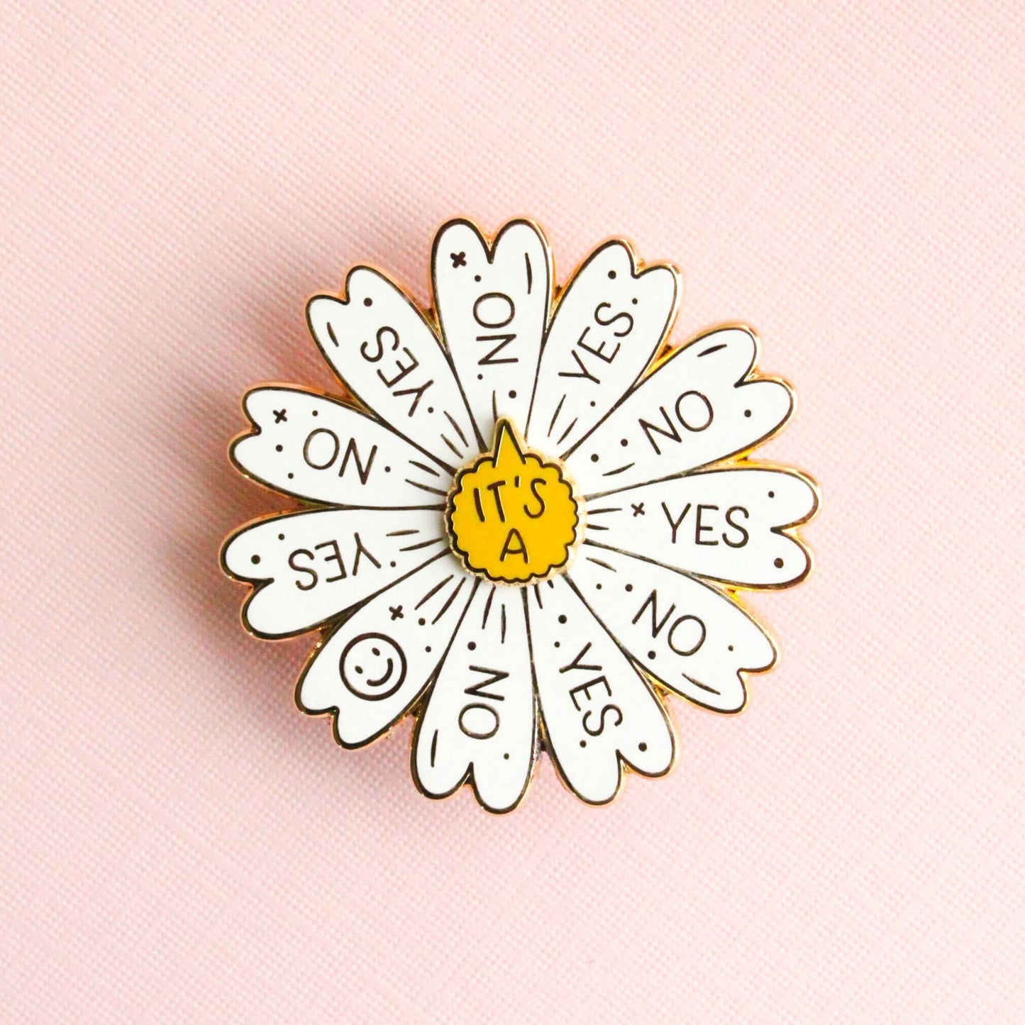Spinning Yes/No Daisy Interactive Enamel Pin