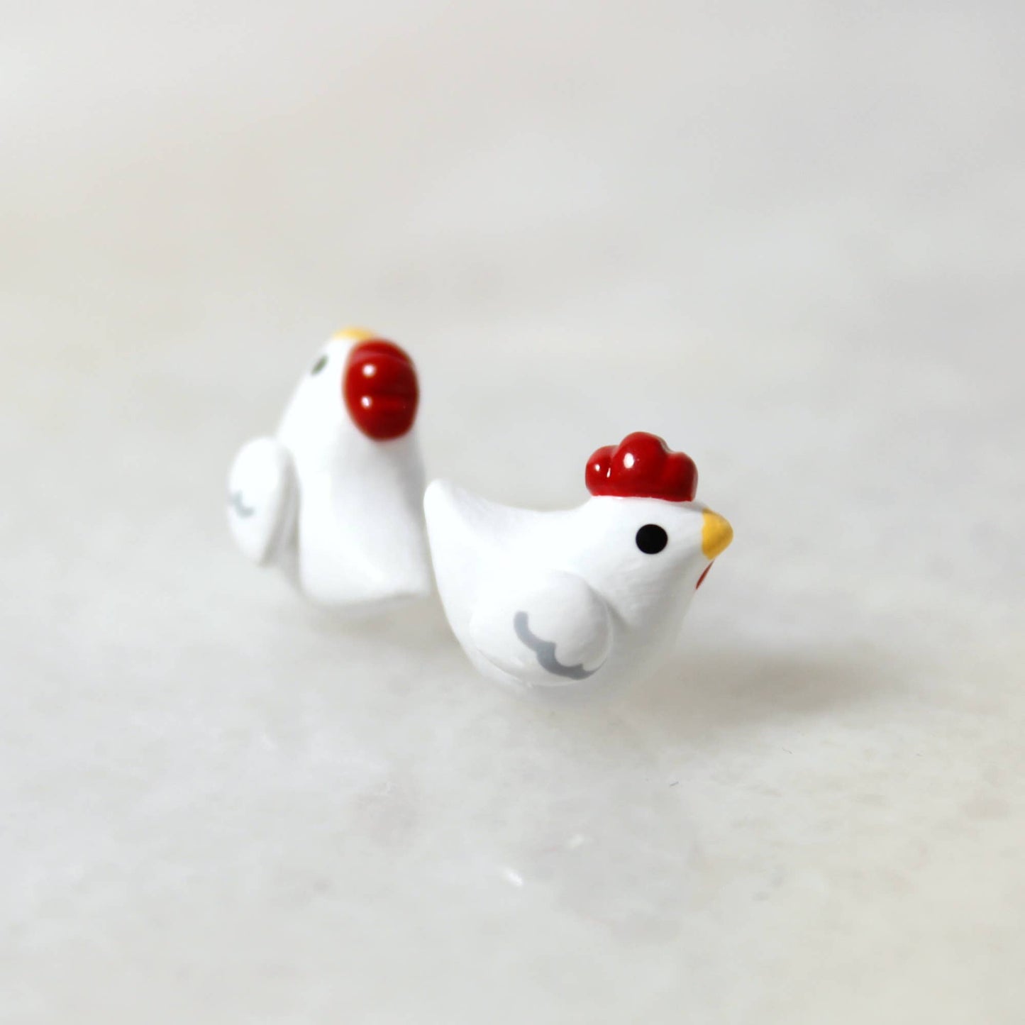 Hand-Sculpted Chicken Stud Earrings