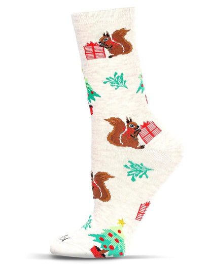 Festive Squirrels Holiday Crew Socks