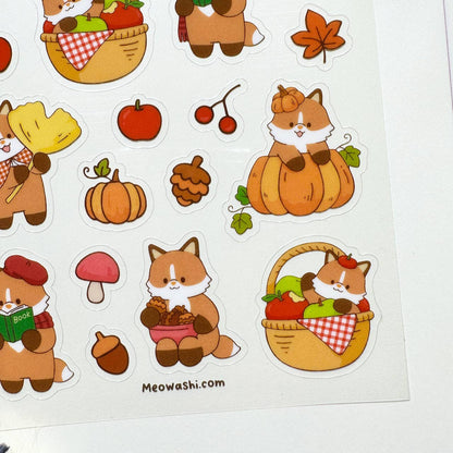 Autumn Fox Clear Sticker Sheet