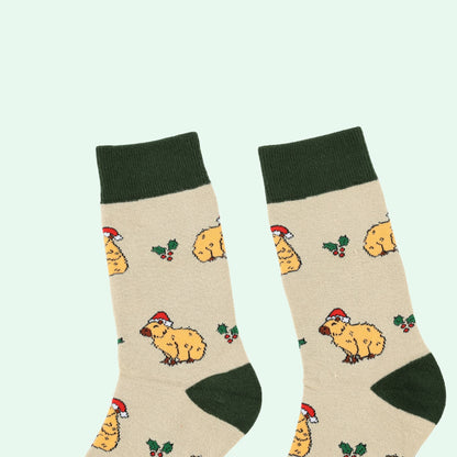 Christmas Capybara Socks