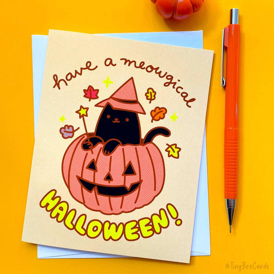 "Have a Meowgical Halloween" Cat Halloween Card