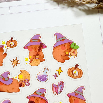 Wizard Capybara Clear Sticker Sheet