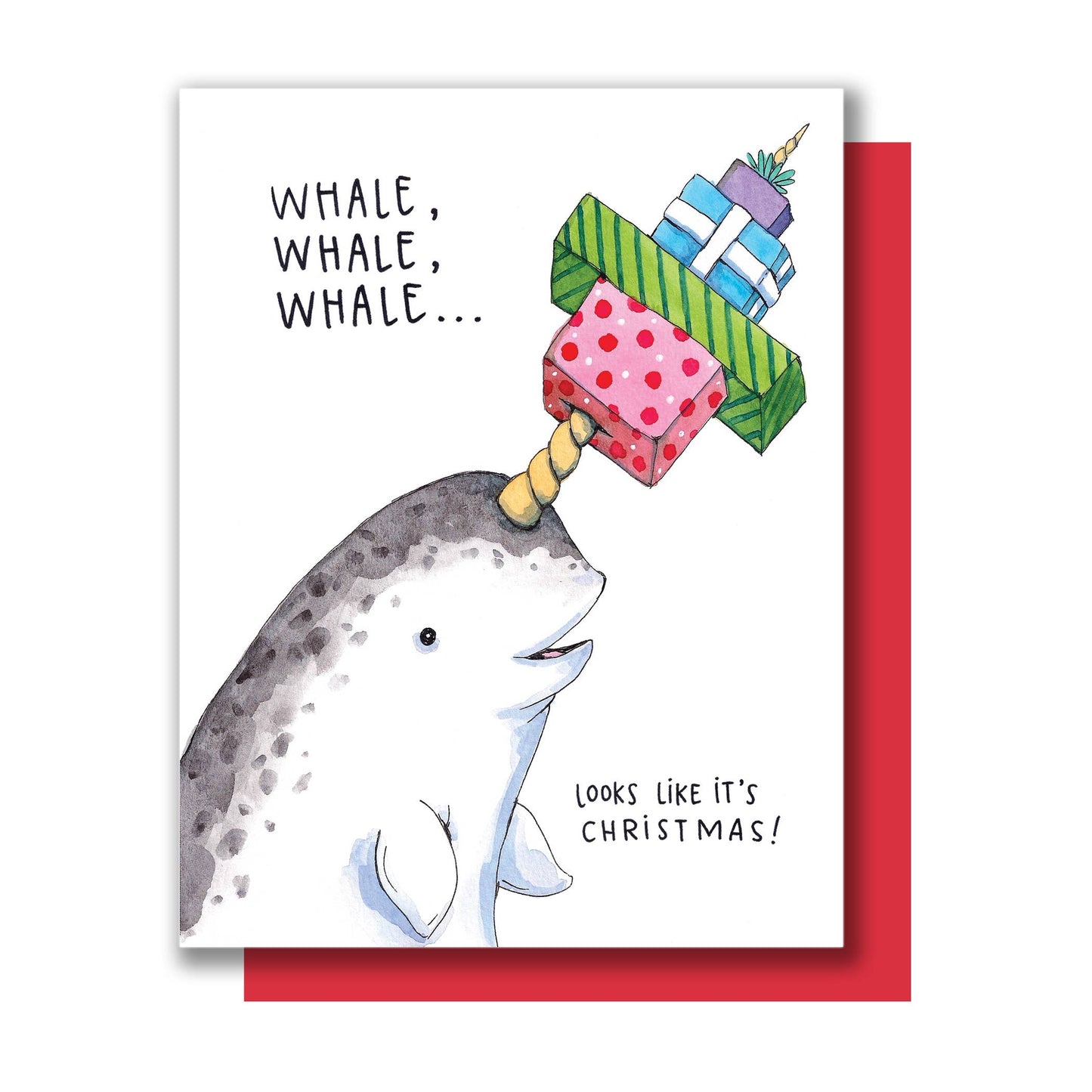 "Whale, Whale, Whale" Christmas Narwhal Card