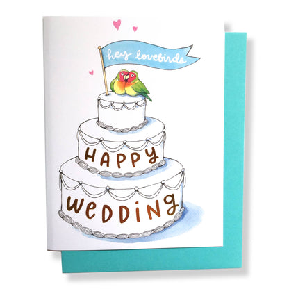 Lovebirds Happy Wedding Gold Foil Card