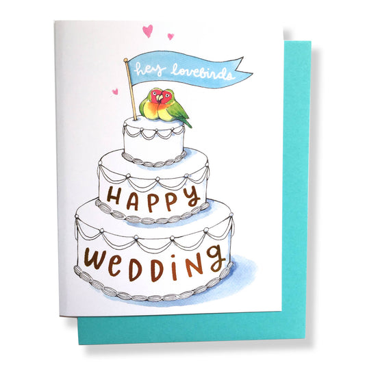 Lovebirds Happy Wedding Gold Foil Card