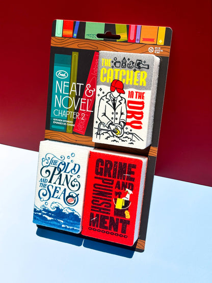 "Neat and Novel Chapter Two" - Set of 3 Punny Book Sponges
