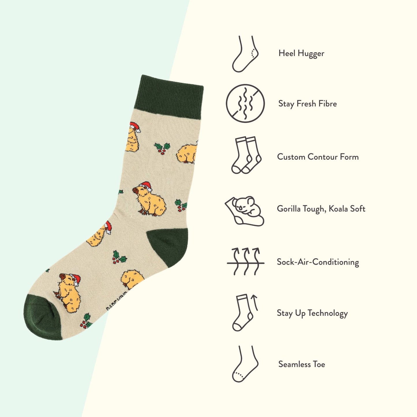 Christmas Capybara Socks