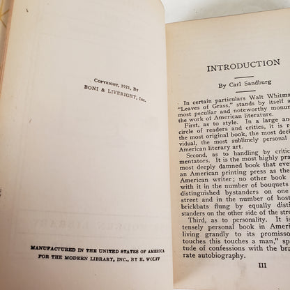 Poems (Walt Whitman) - 1925 Modern Library Boni & Liveright Flexibound Leatherette