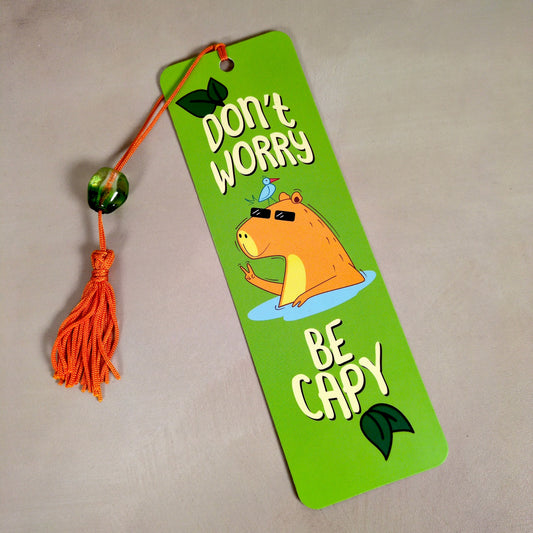 "Don't Worry Be Capy" Capybara Beaded Bookmark