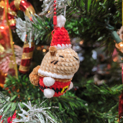 Handmade Crochet Santa Capybara Ornament/Keychain