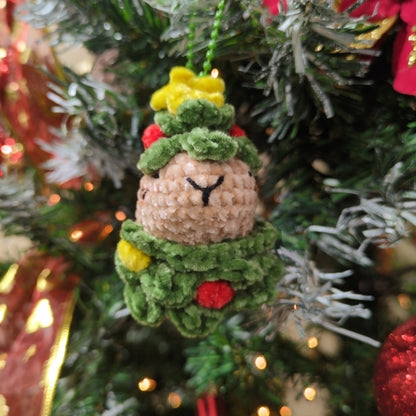 Handmade Crochet Christmas Tree Capybara Ornament/Keychain