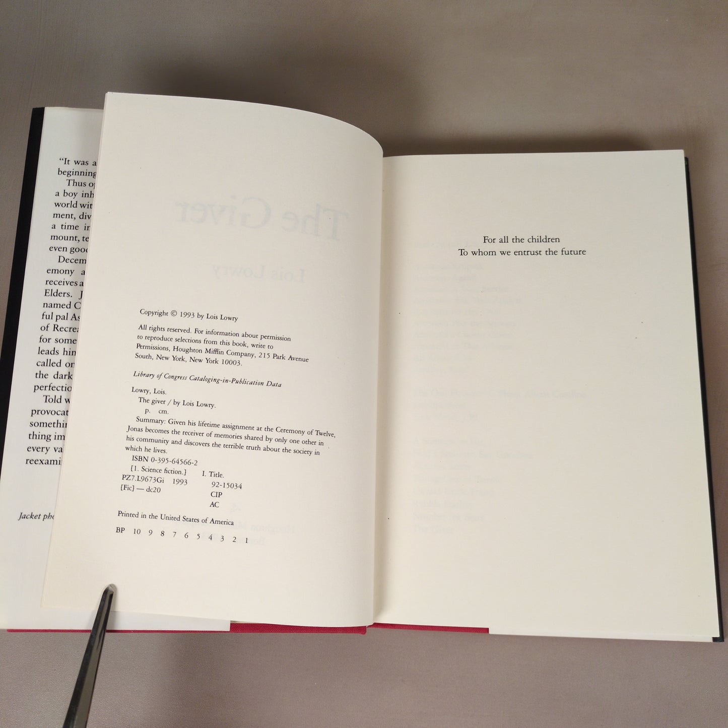 The Giver - First Edition Hardcover