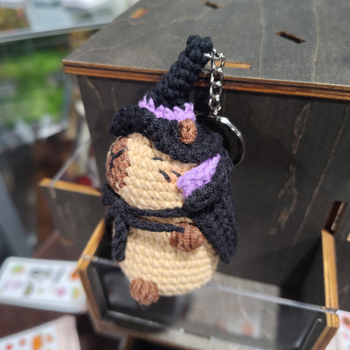 Handmade Crochet Witch Capybara Keychain