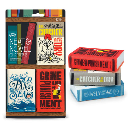 "Neat and Novel Chapter Two" - Set of 3 Punny Book Sponges