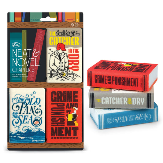 "Neat and Novel Chapter Two" - Set of 3 Punny Book Sponges