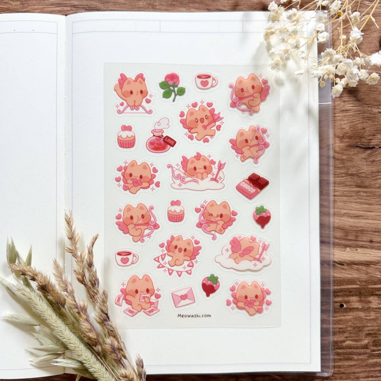 Cupid Cat Clear Sticker Sheet