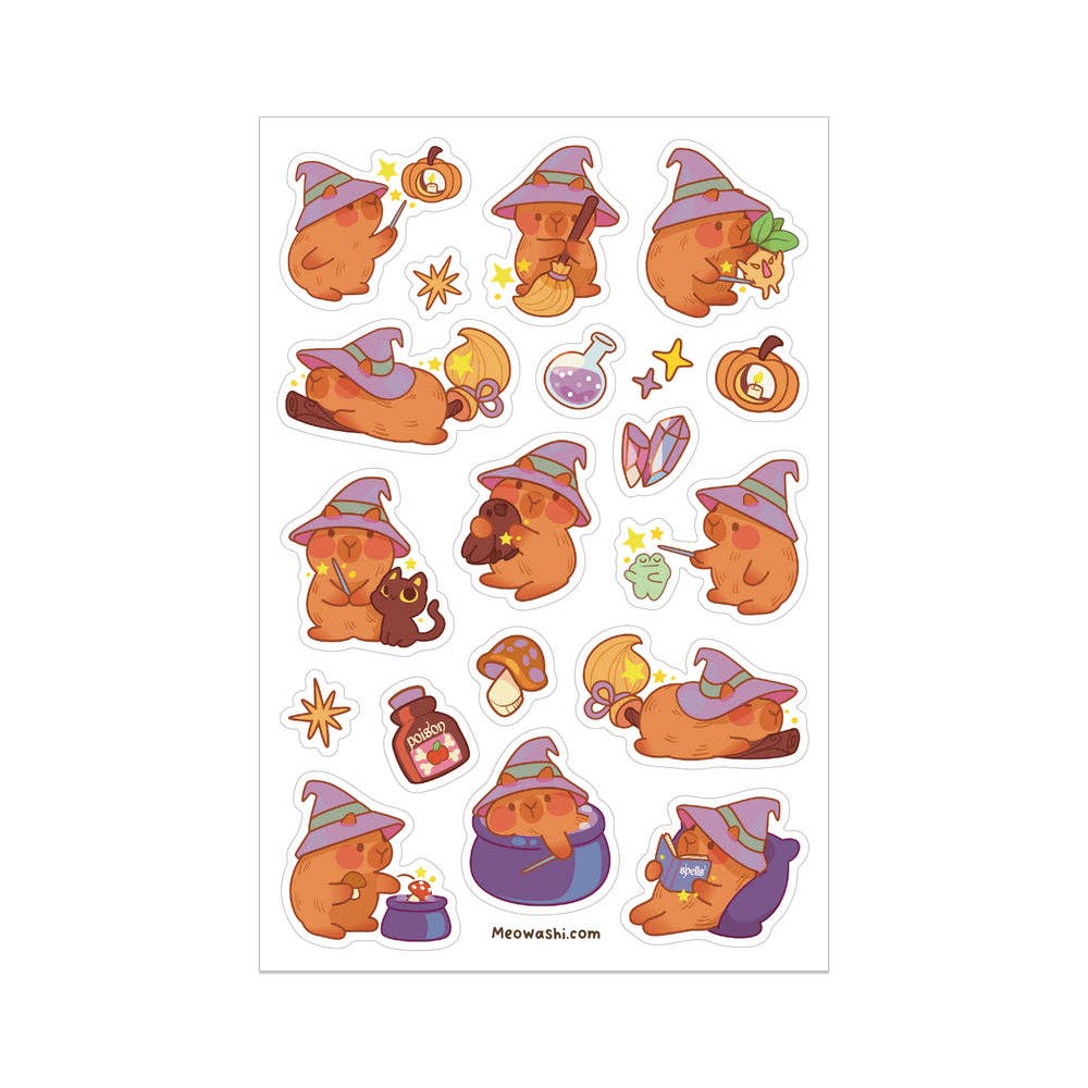 Wizard Capybara Clear Sticker Sheet