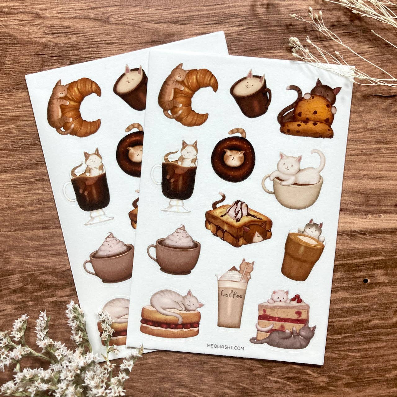 Cat Cafe Washi Sticker Sheet