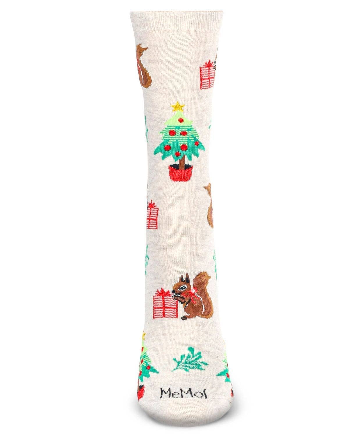 Festive Squirrels Holiday Crew Socks