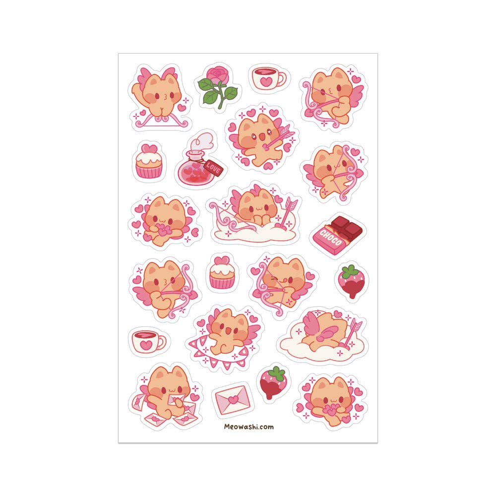 Cupid Cat Clear Sticker Sheet
