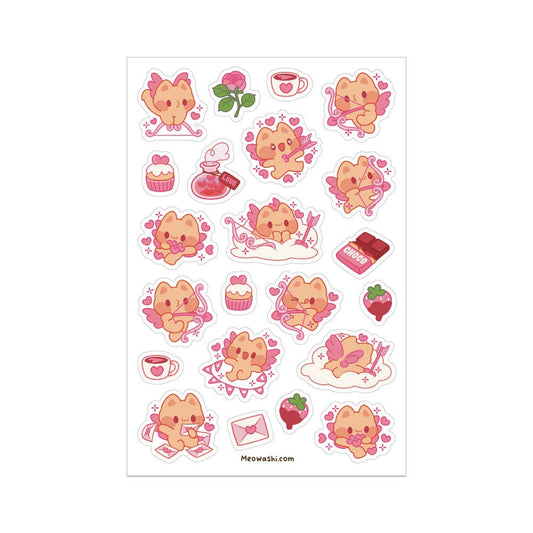 Cupid Cat Clear Sticker Sheet
